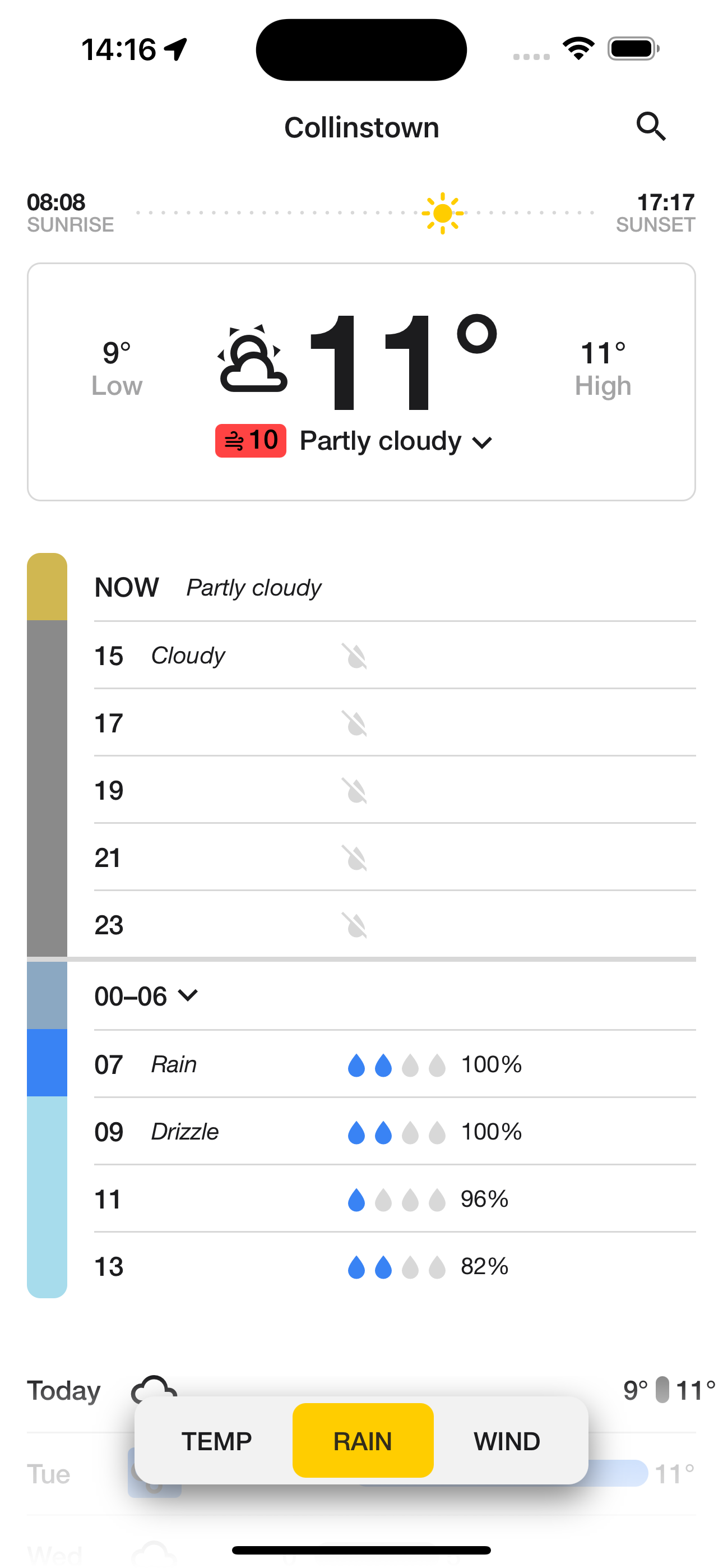 Darksun Weather app UI