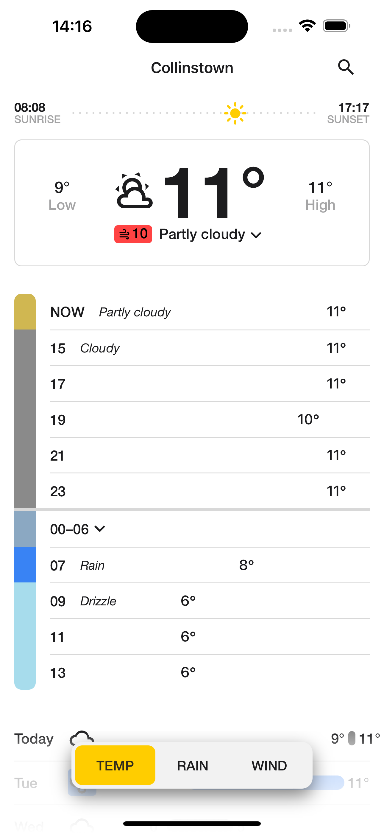 Darksun Weather app UI