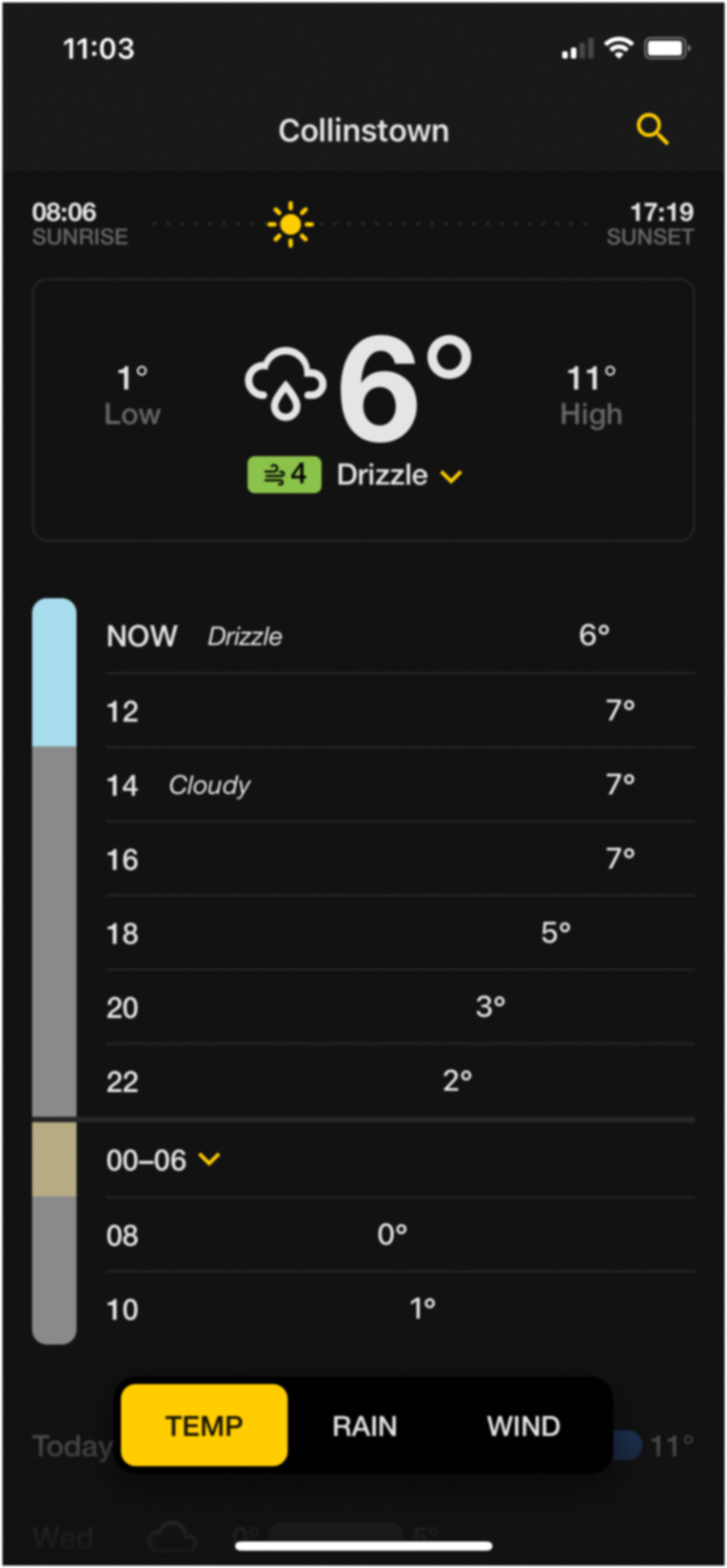 Darksun Weather app UI