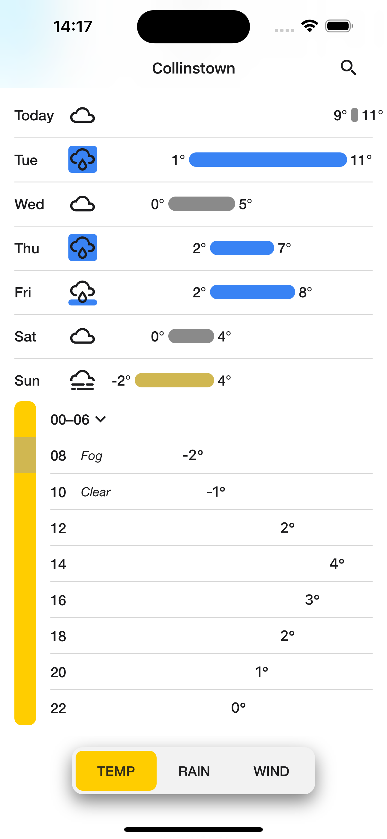 Darksun Weather app UI